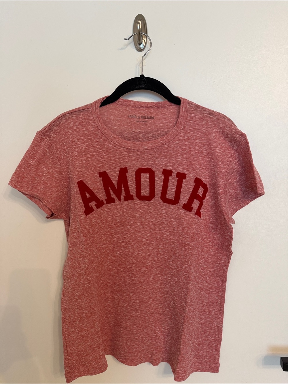 Zadig & Voltaire Heather Rose 'AMOUR' Short Sleeve Tee